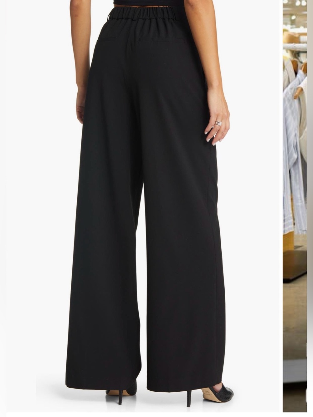 Open Edit Wide Leg High-Rise Black Pants - Picture 2 of 6